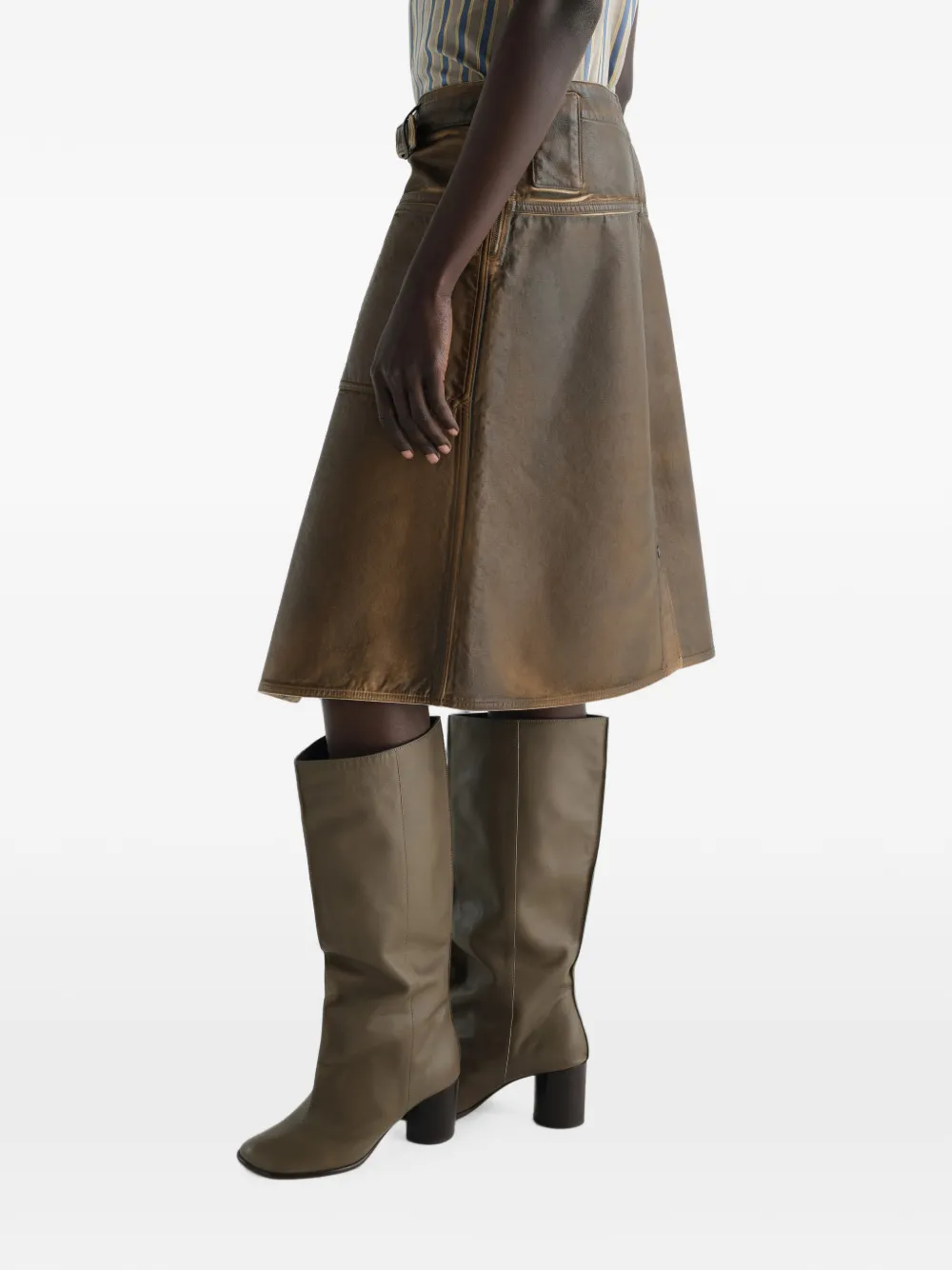 LEMAIRE Workwear rok van gecoat denim Bruin