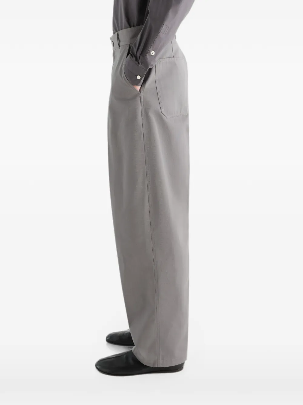 LEMAIRE Barrel twill broek van polykatoen Grijs