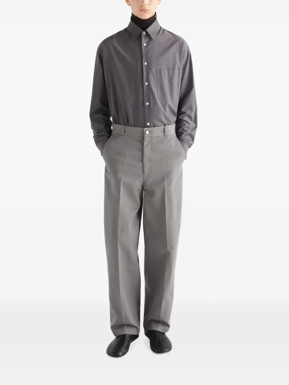 LEMAIRE Barrel twill broek van polykatoen Grijs