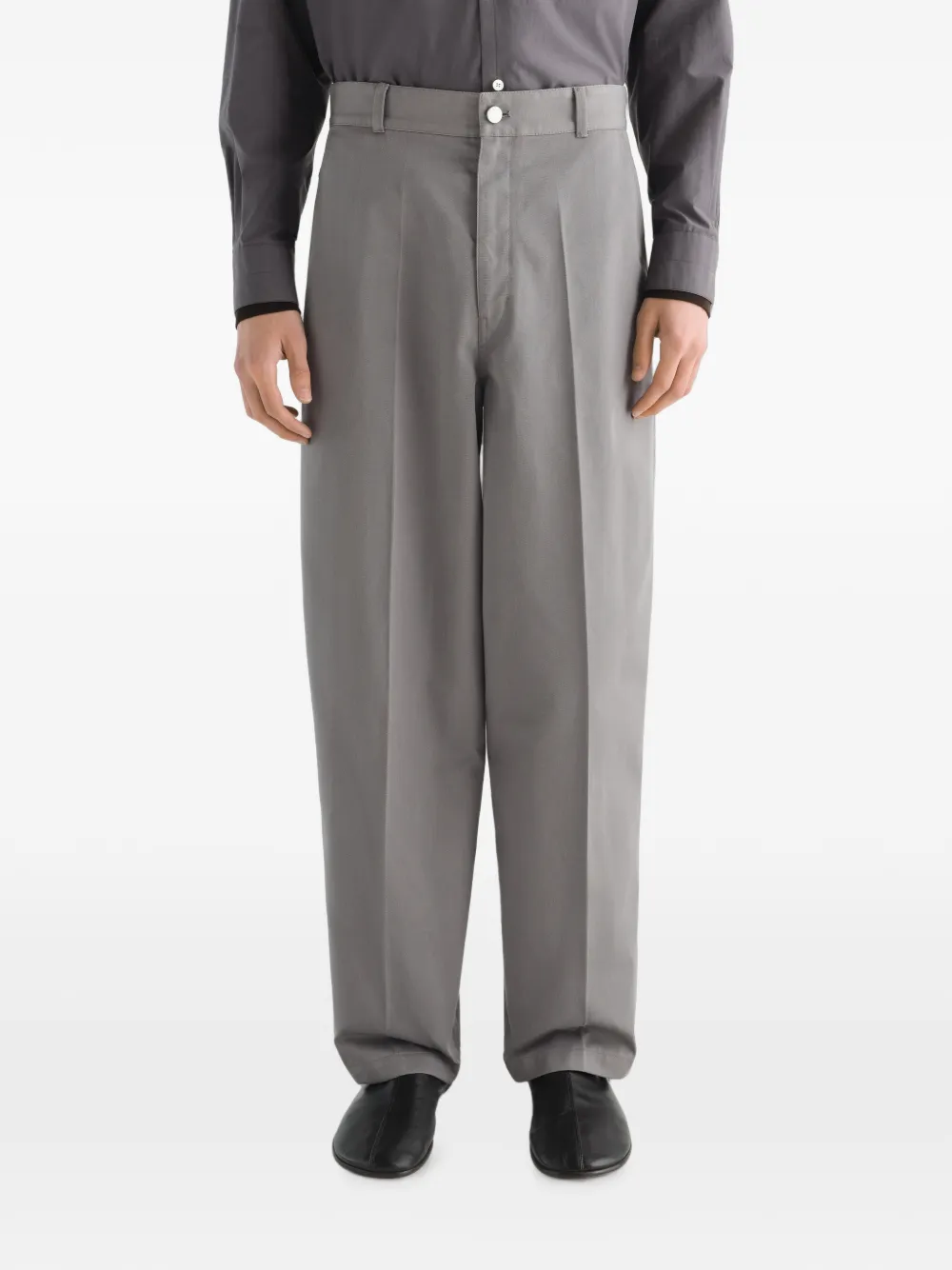 LEMAIRE Barrel twill broek van polykatoen Grijs