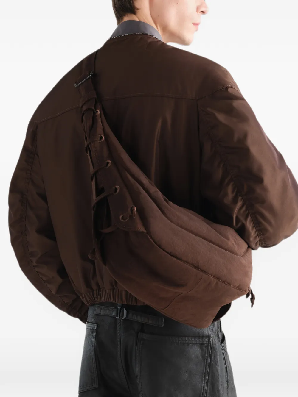 LEMAIRE Kleine Soft Game gewatteerde schoudertas Bruin