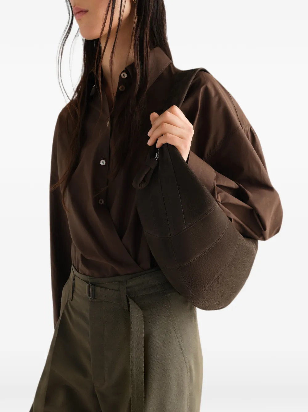 LEMAIRE Fortune Croissant tas van alpaca nubuck Bruin