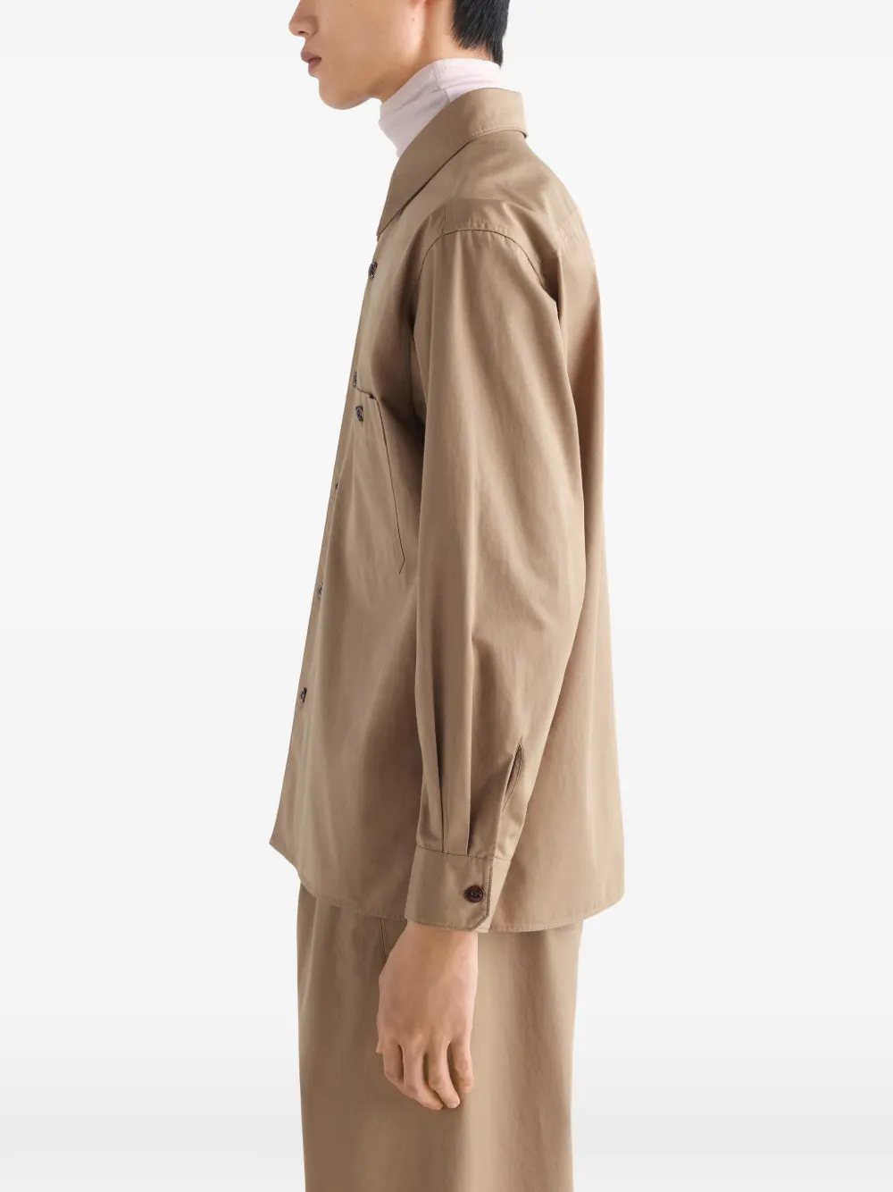 LEMAIRE Katoenen twill overhemd met twee zakken Beige