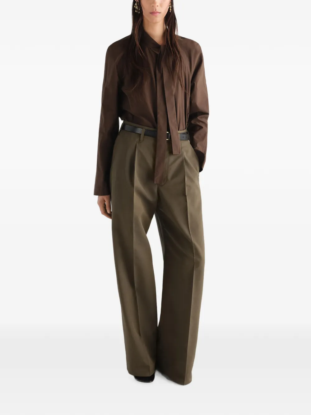 LEMAIRE Ascot blouse van katoenen zijde Bruin