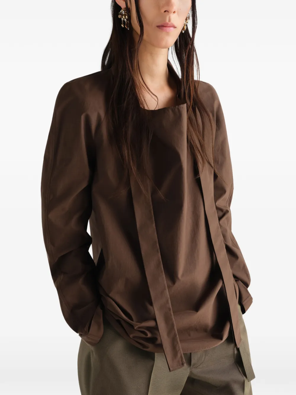LEMAIRE Ascot blouse van katoenen zijde Bruin