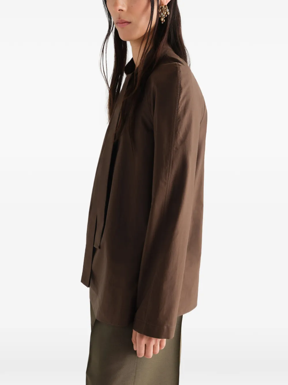 LEMAIRE Ascot blouse van katoenen zijde Bruin