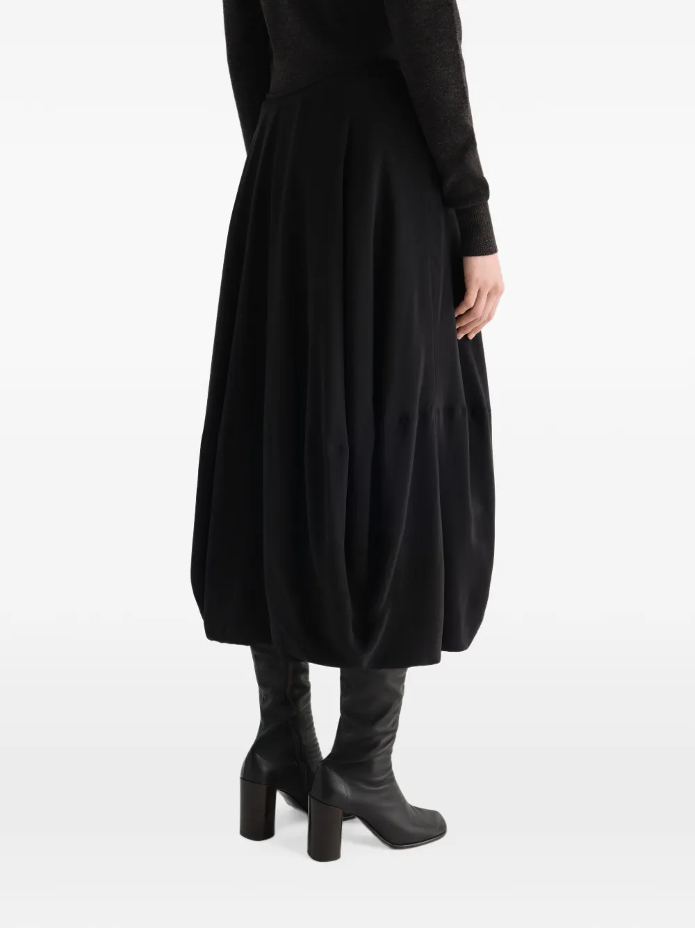 LEMAIRE Balloon Skirt in Silk Crepe De Chine in Black, view 5