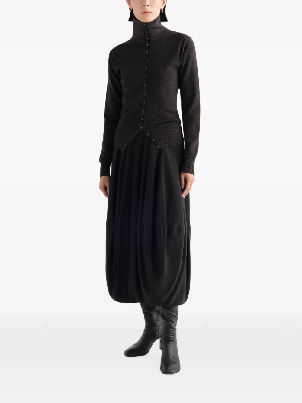 LEMAIRE Balloon Skirt in Silk Crepe De Chine in Black, view 2