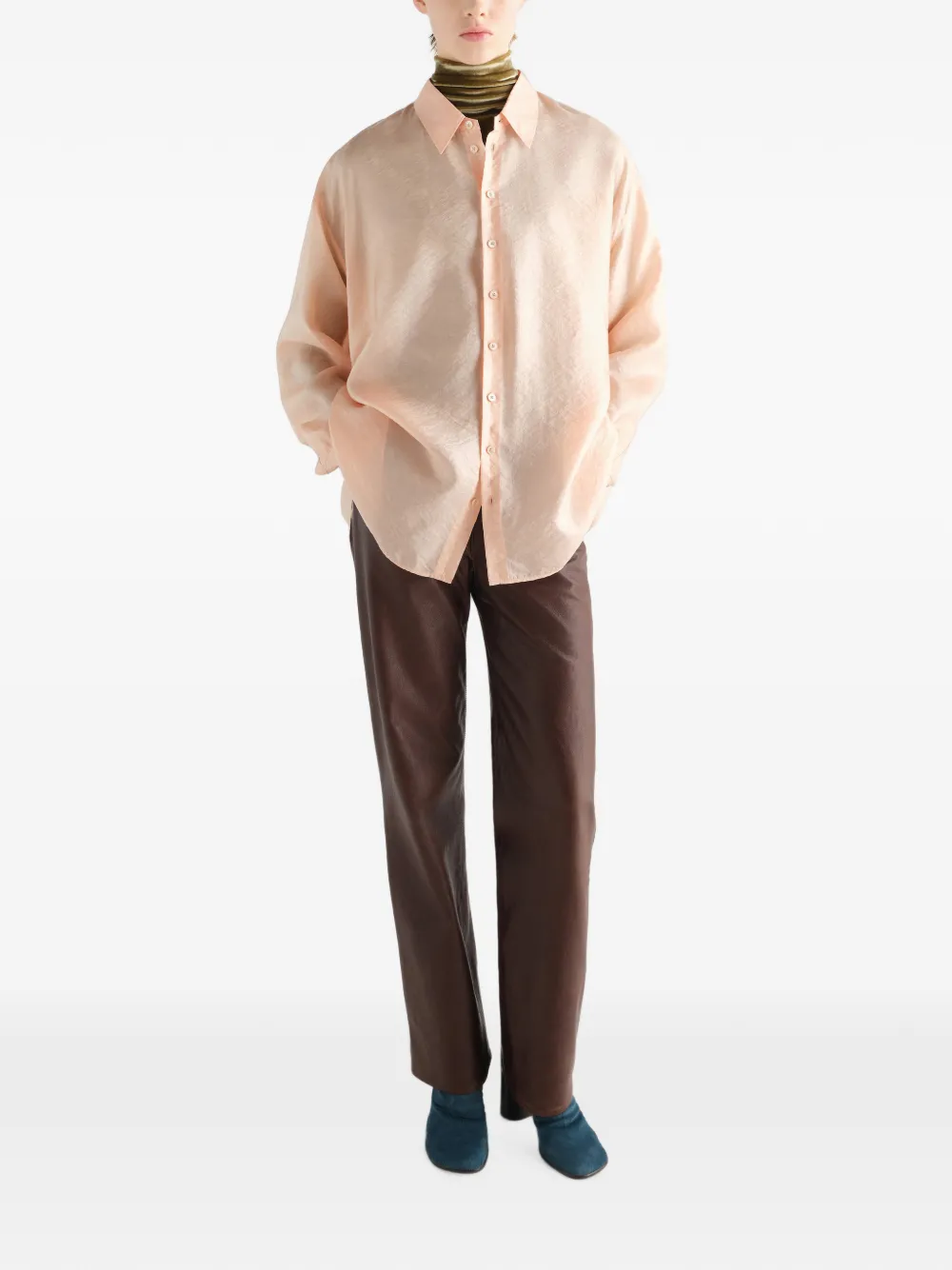 LEMAIRE Gedrapeerde blouse met glanzende cupro Roze