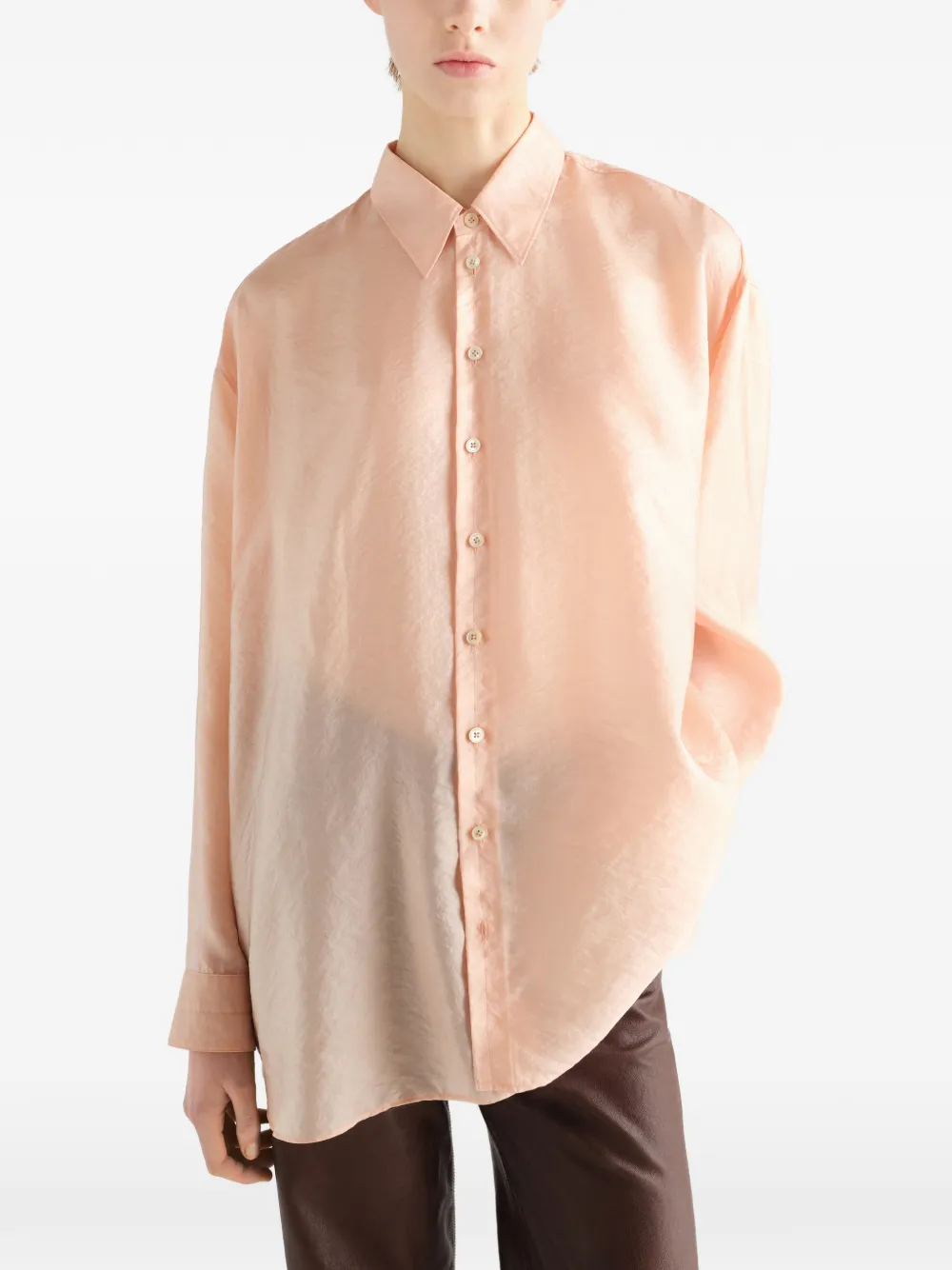 LEMAIRE Gedrapeerde blouse met glanzende cupro Roze