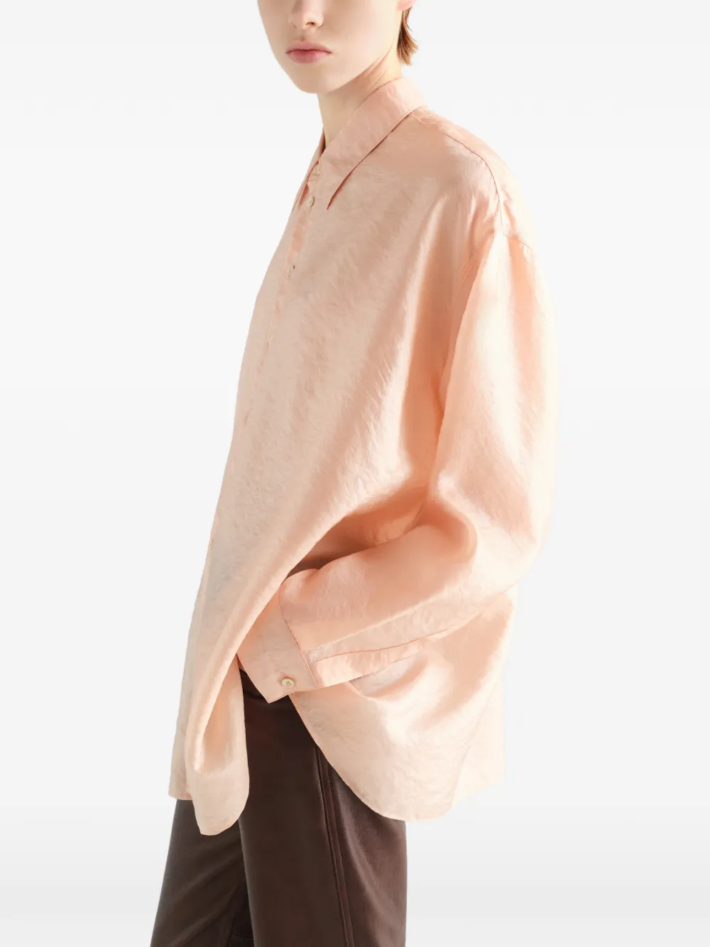 LEMAIRE Gedrapeerde blouse met glanzende cupro Roze