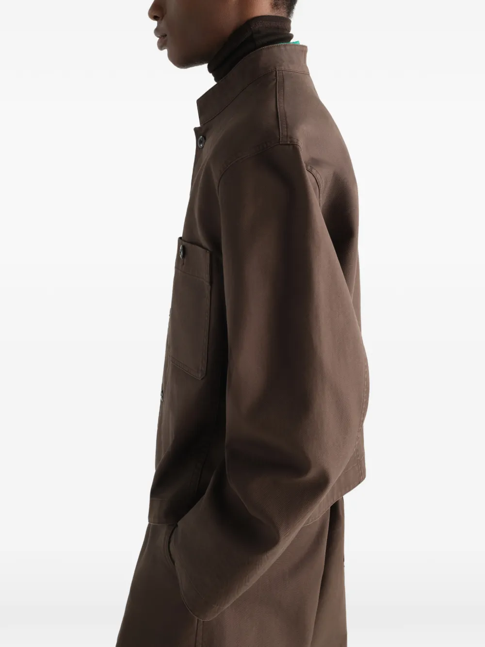 LEMAIRE Katoenen twill jack met opstaande kraag Bruin