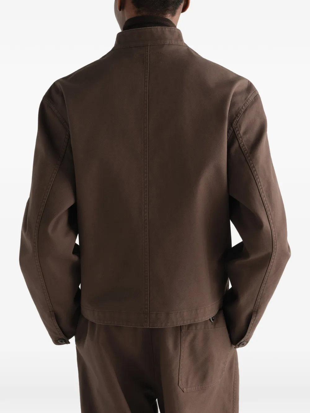 LEMAIRE Katoenen twill jack met opstaande kraag Bruin