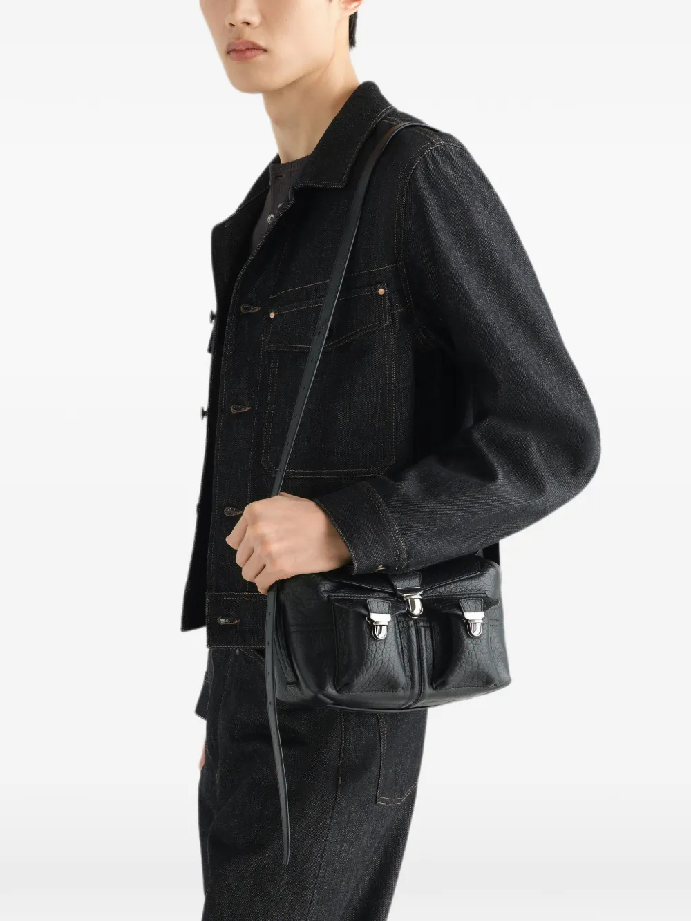 LEMAIRE Soft Gear mini-tas van lamsleer Zwart