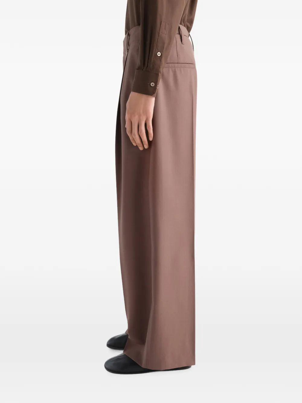 LEMAIRE Pantalon van wolblend met plooien Bruin