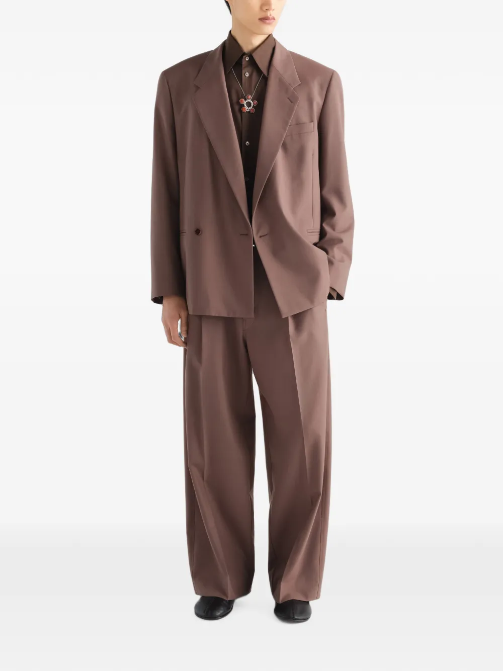 LEMAIRE Pantalon van wolblend met plooien Bruin
