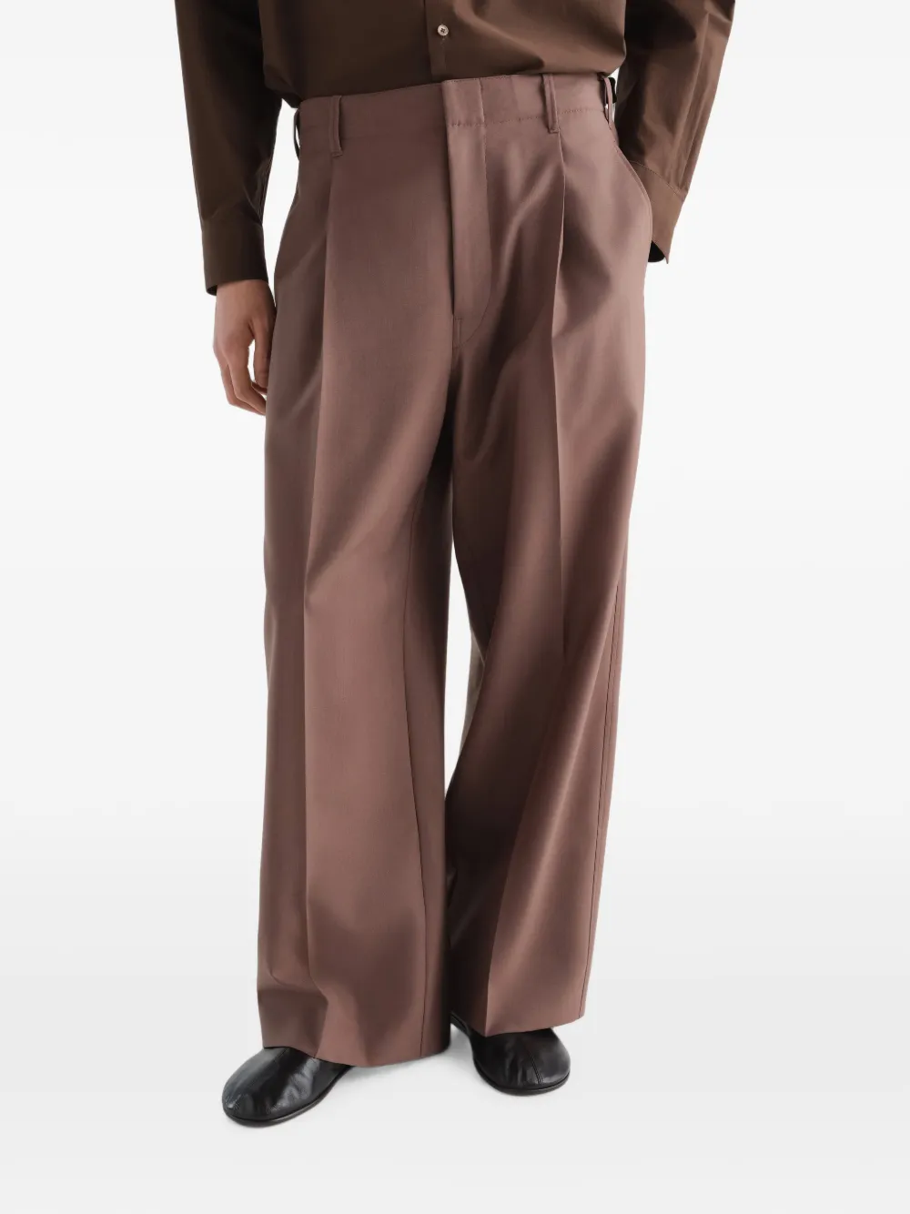 LEMAIRE Pantalon van wolblend met plooien Bruin