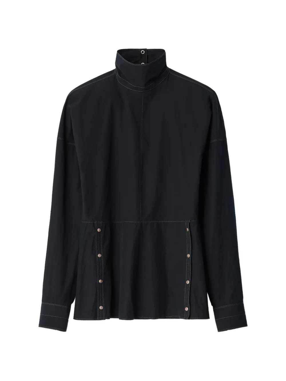 LEMAIRE press-stud bib top in cotton crepe - Black