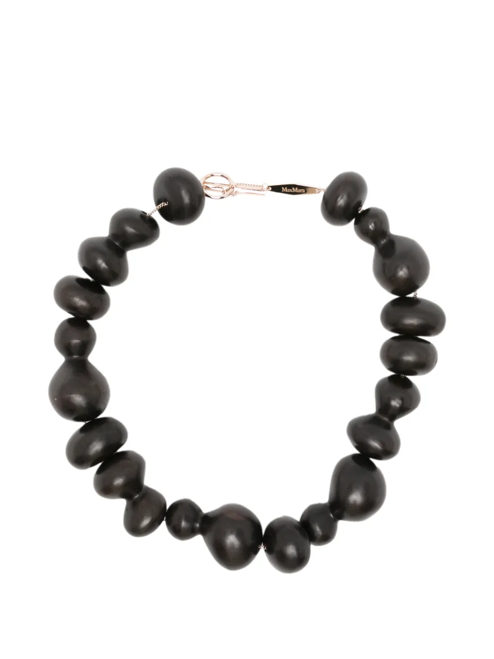 Max Mara Ghana-wood beaded necklace - Schwarz