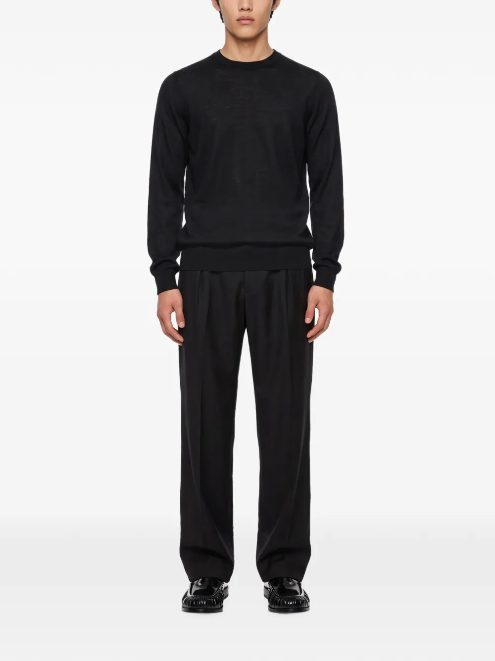 Tagliatore Budd crew-neck long-sleeve sweater Zwart