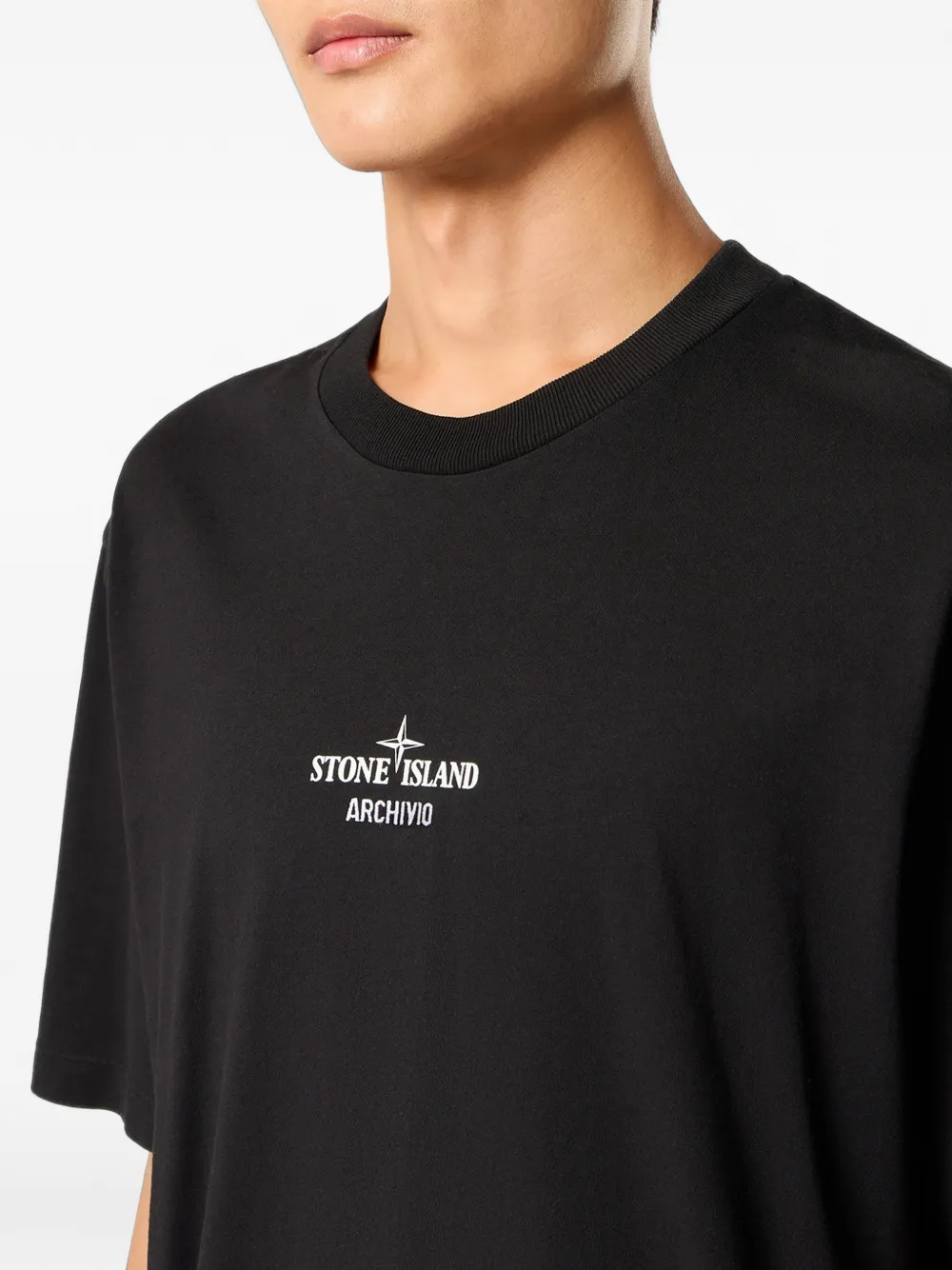 Stone Island T-shirt met print Zwart