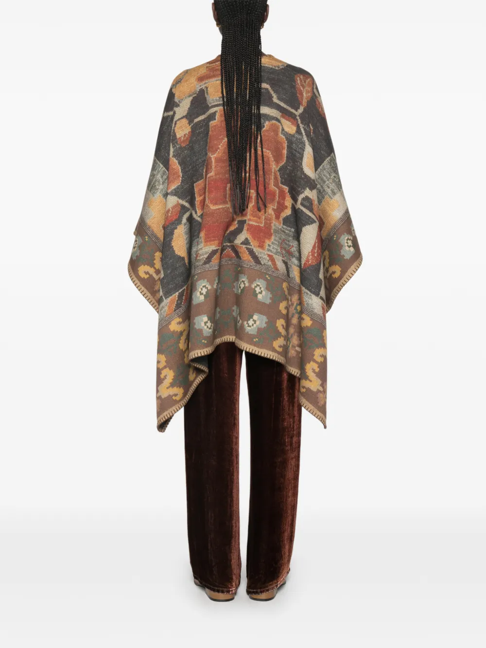 Pierre-Louis Mascia Pancake cape met abstract patroon en stiksels Bruin