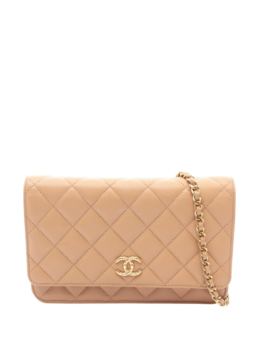 CHANEL Pre-Owned Borsa a tracolla CC in pelle Caviar trapuntata con catena 2021-2026 - Toni neutri