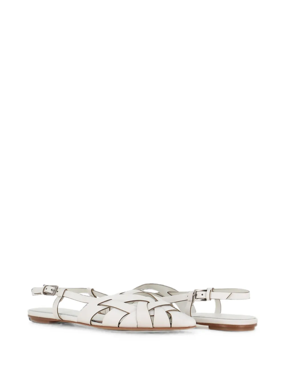 Del Carlo Lisi woven slingback flat pumps Wit