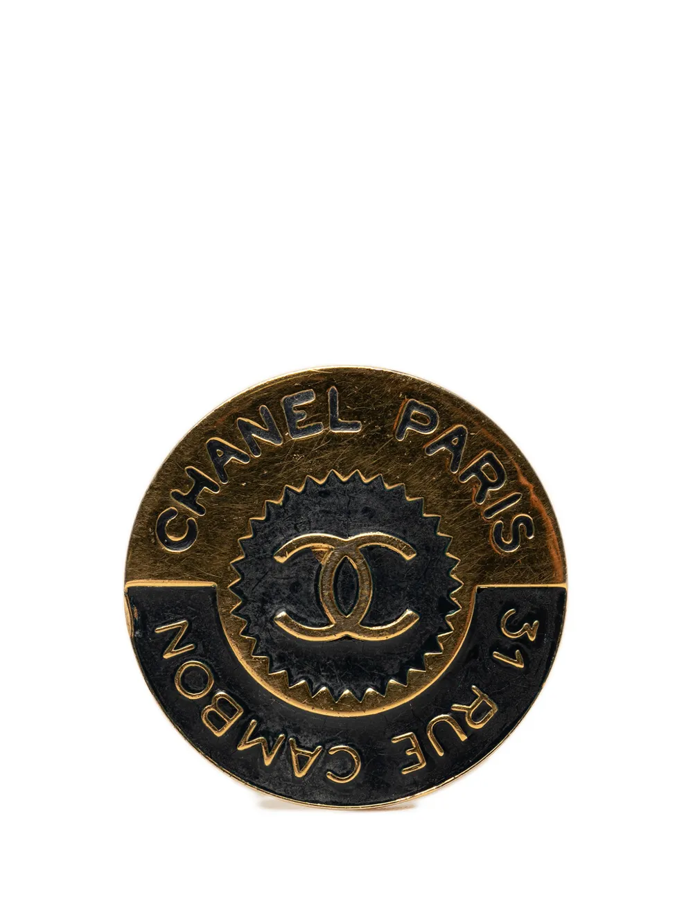 CHANEL Pre-Owned Spilla CC placcata oro con smalto 1950-1970
