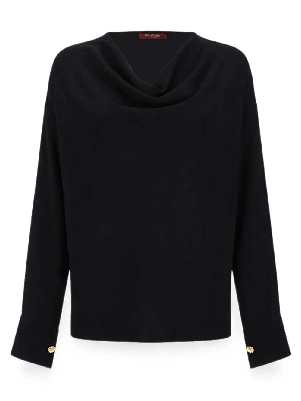Max Mara Blouse met ronde hals en knoopmanchetten Zwart