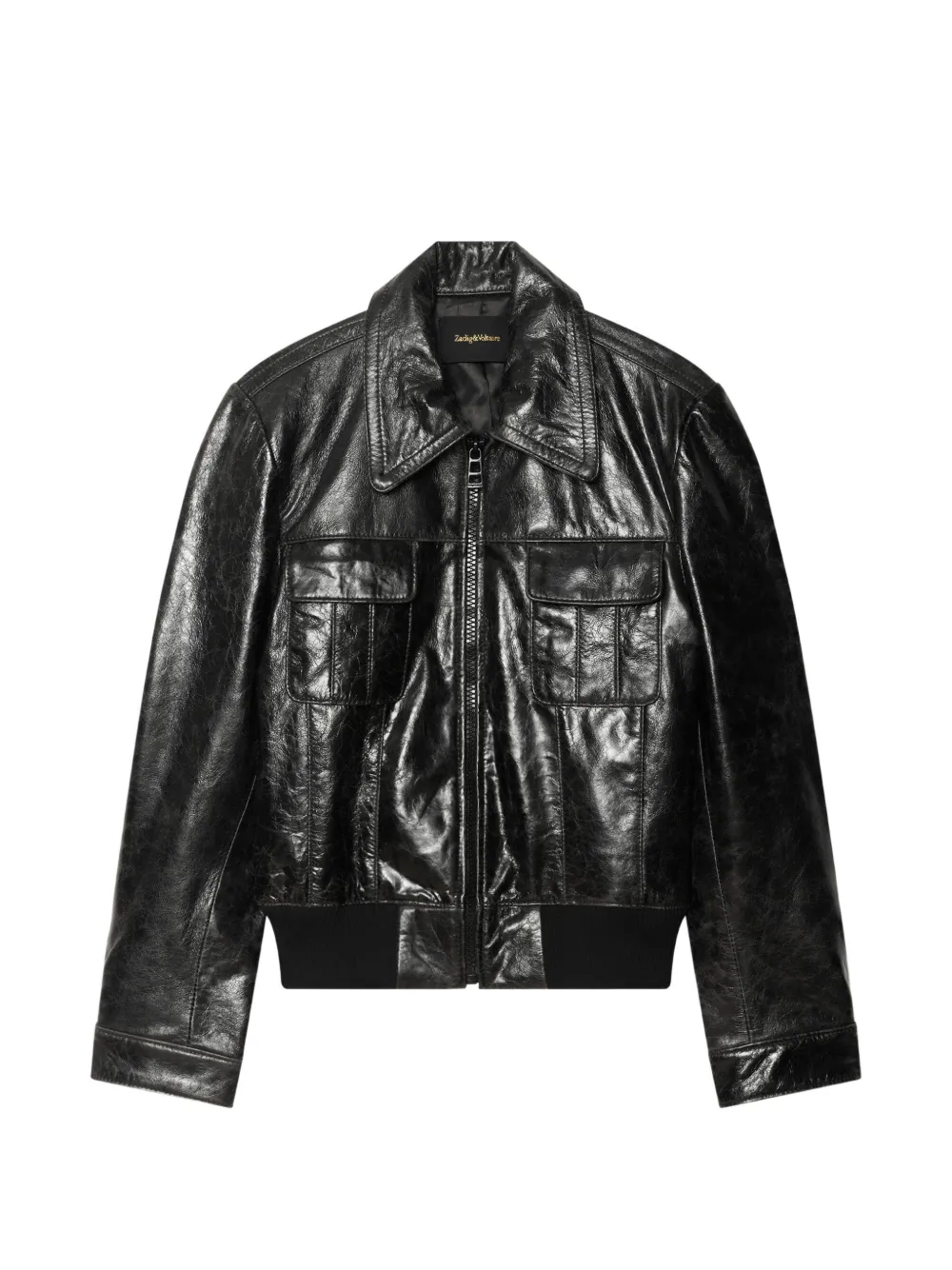 Zadig&Voltaire Veramy glossy leather jacket Zwart