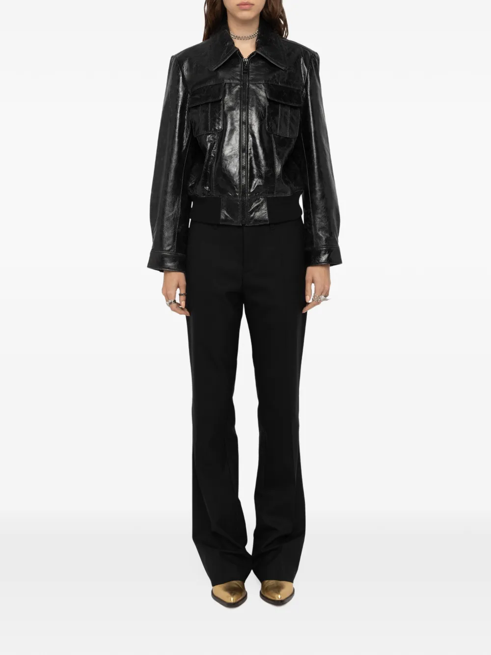Zadig&Voltaire Veramy glossy leather jacket Zwart