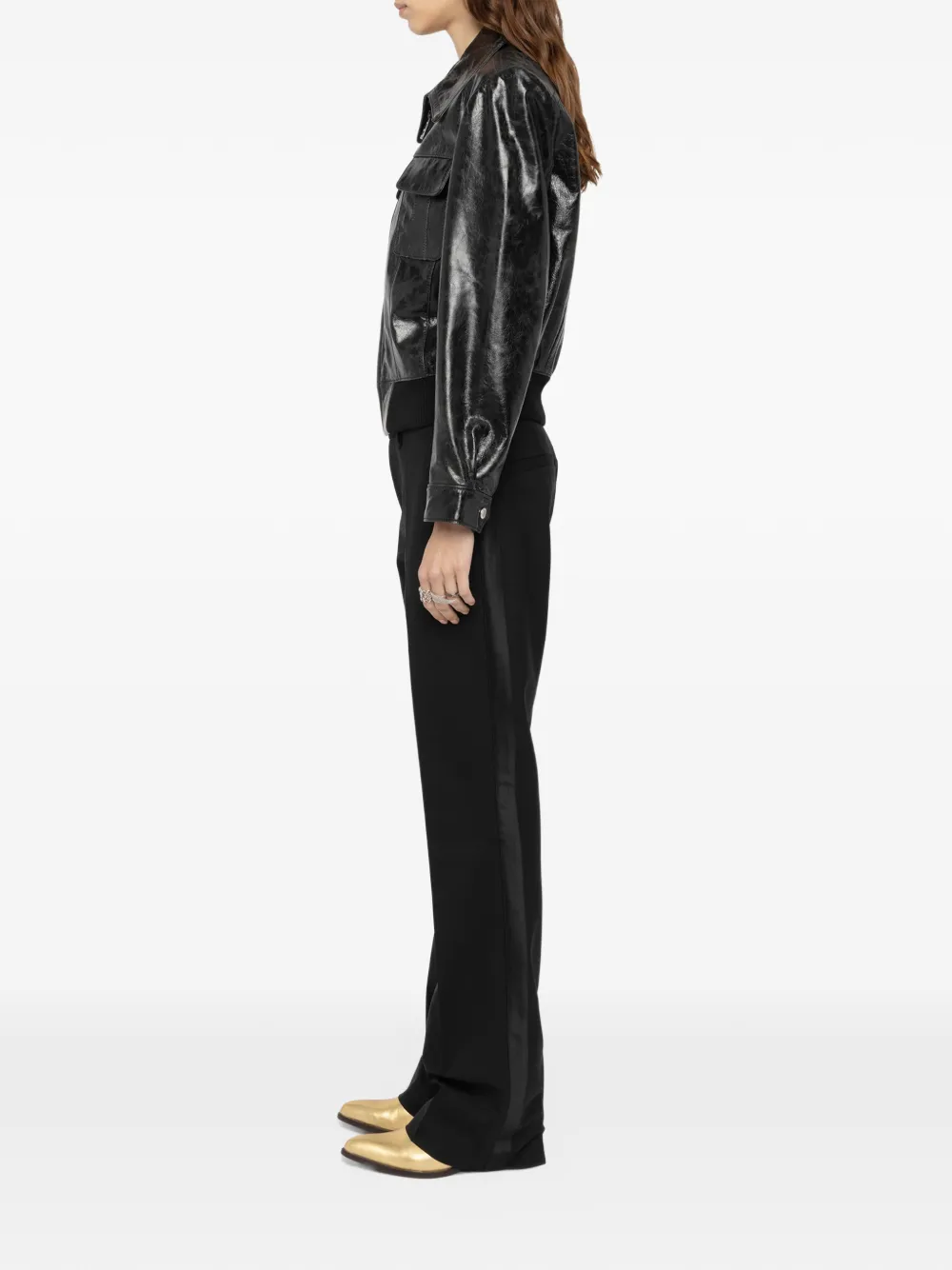 Zadig&Voltaire Veramy glossy leather jacket Zwart