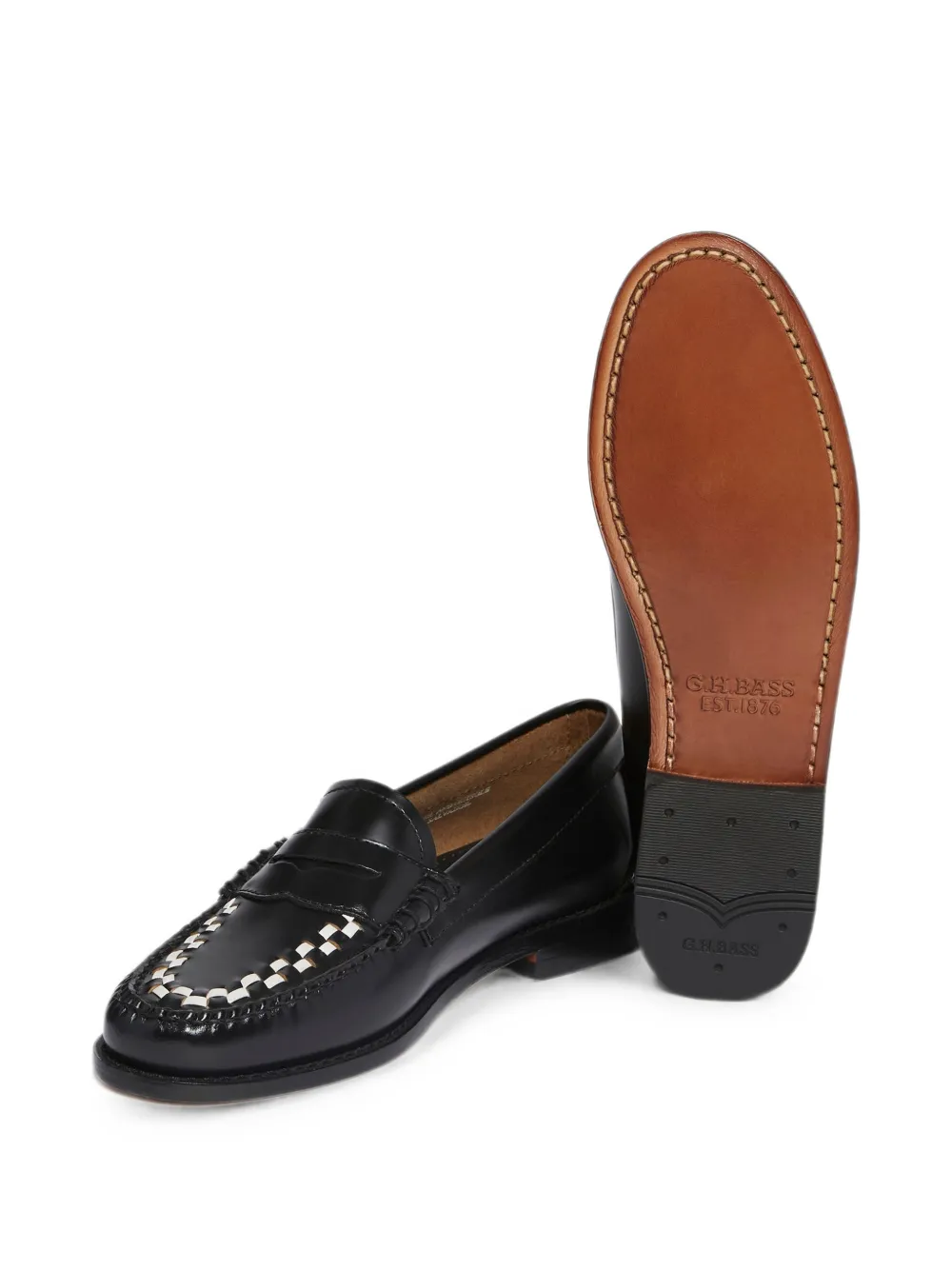 G.H.Bass Weejuns Penny leather weave loafers Zwart