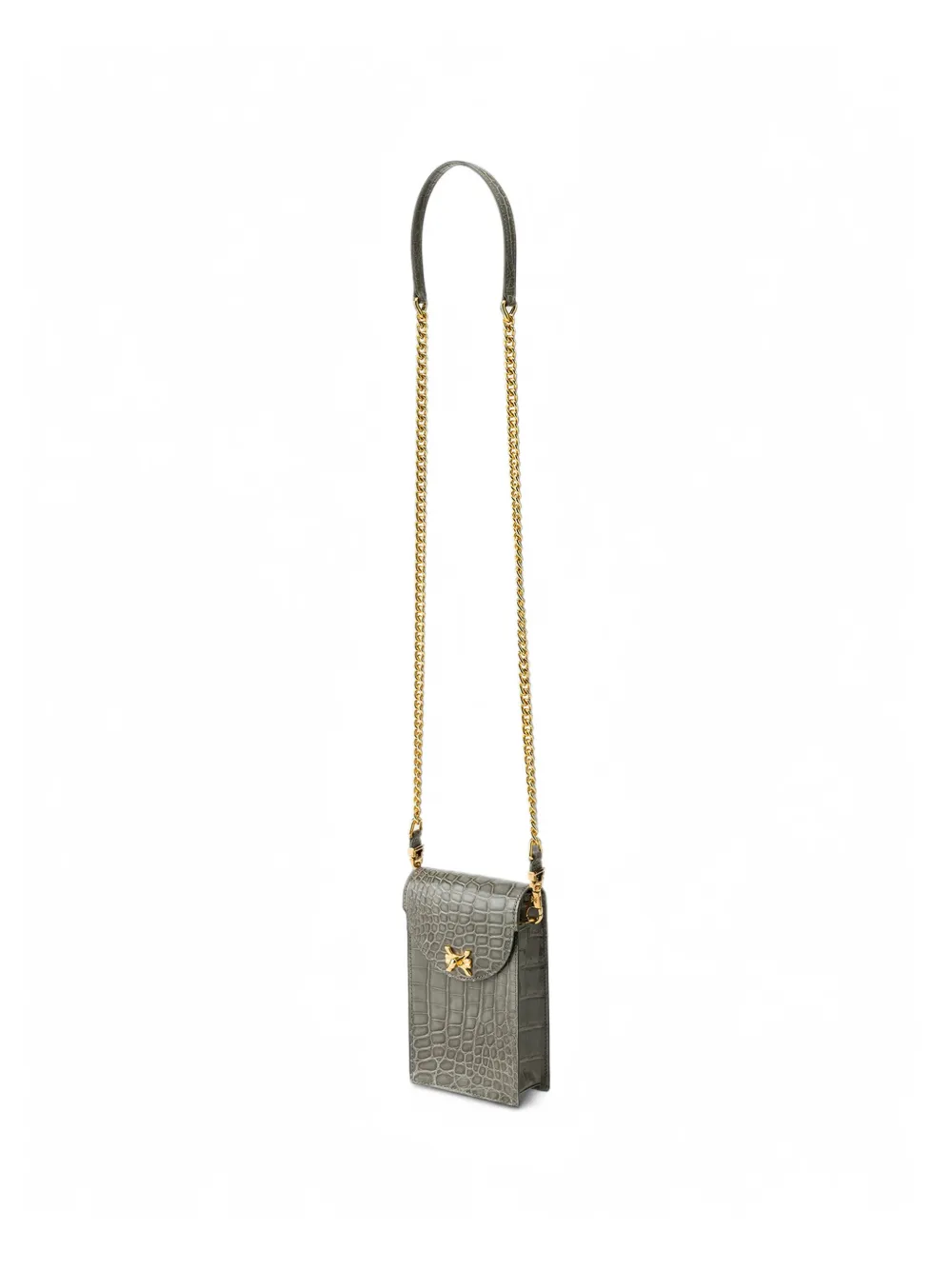 KWANPEN crocodile-effect chain-strap phone bag Grijs