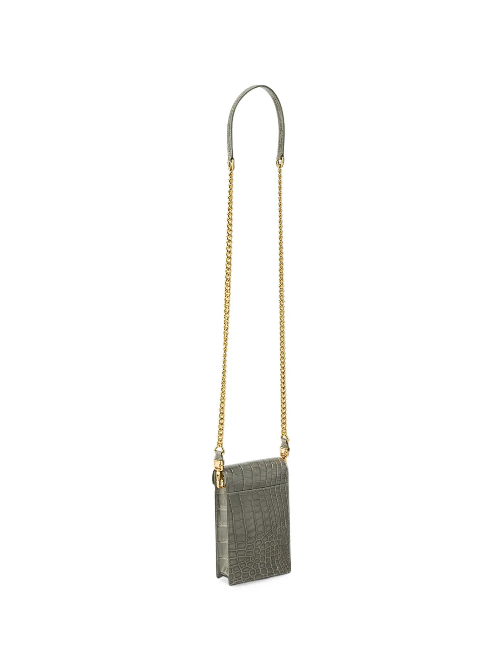 KWANPEN crocodile-effect chain-strap phone bag Grijs