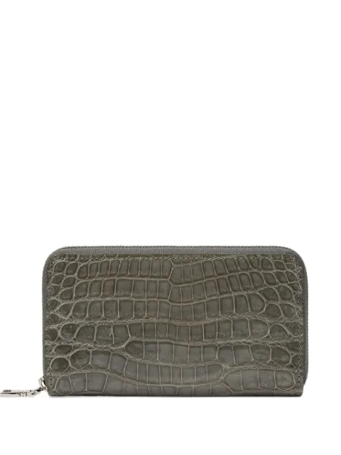 KWANPEN crocodile-effect zip-around wallet