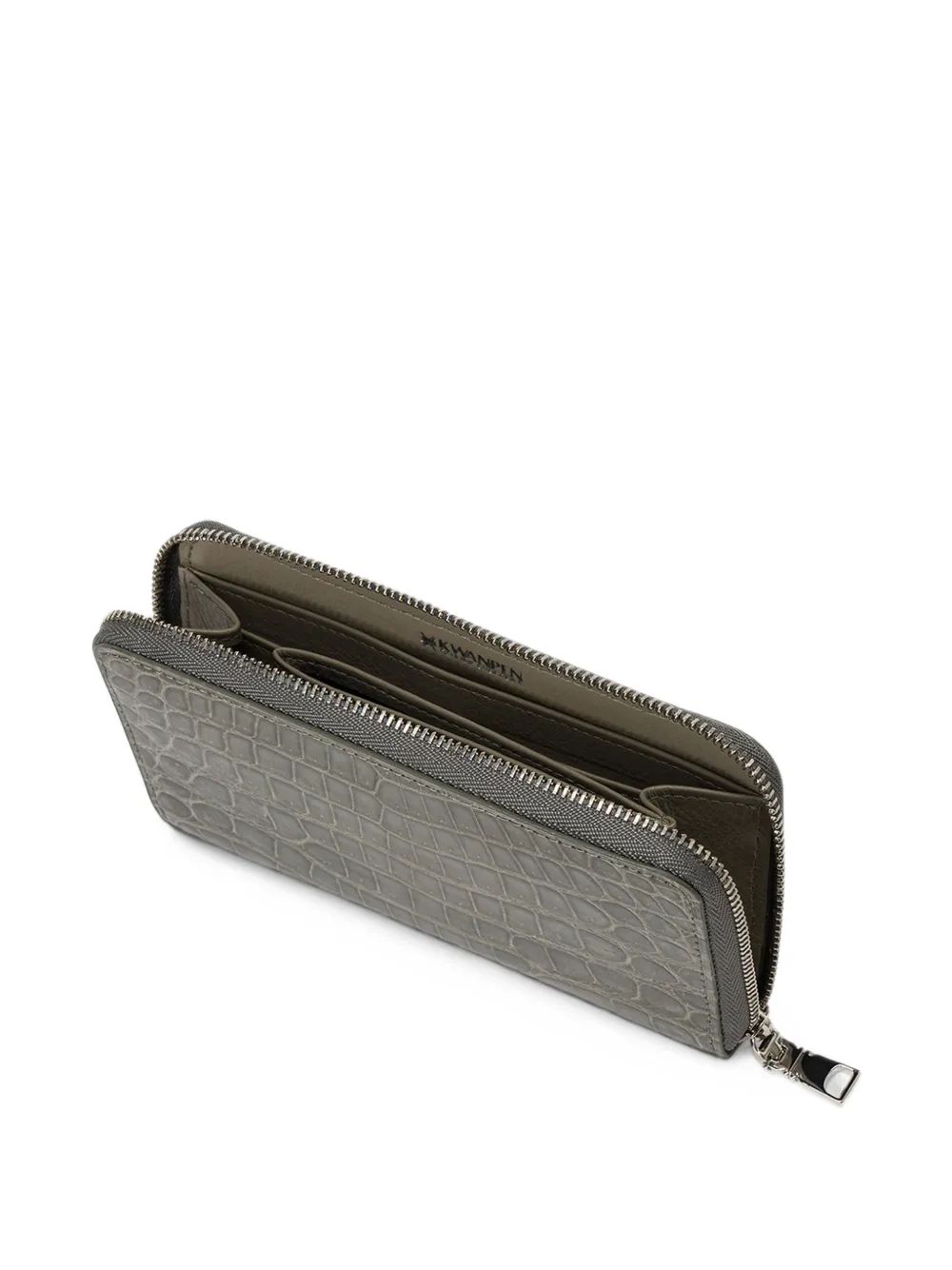 KWANPEN crocodile-effect zip-around wallet Grijs