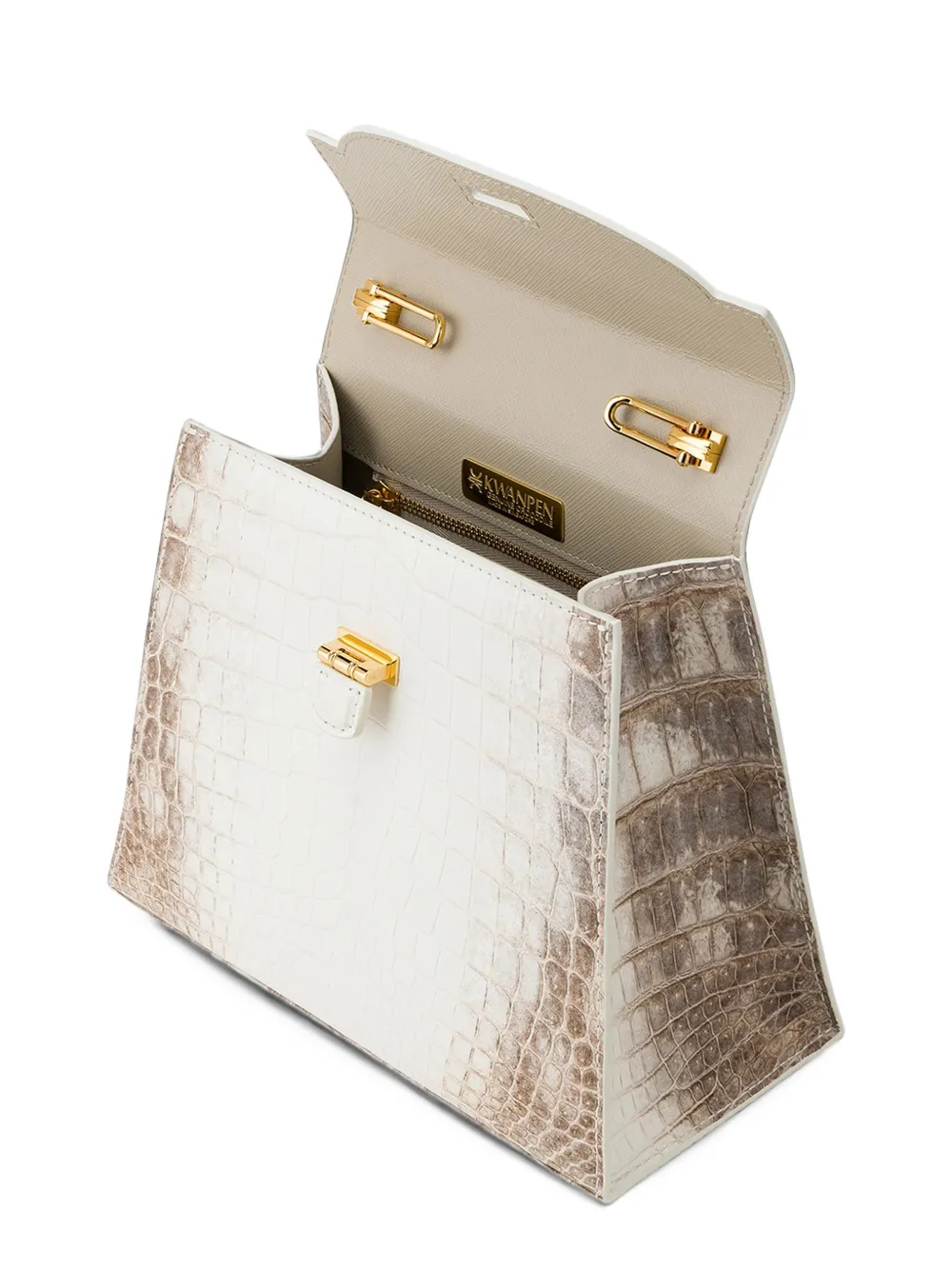 KWANPEN matte crocodile-effect tote bag Wit