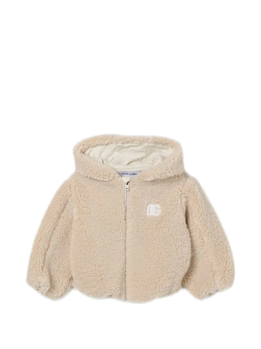 Dolce & Gabbana Kids teddy-texture hooded jacket - Toni neutri