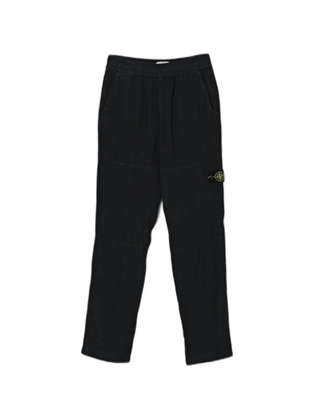 Stone Island Junior logo-patch linen trousers - Nero
