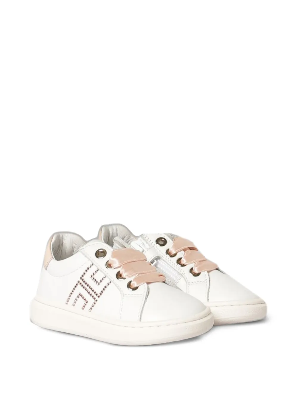 Elisabetta Franchi Kids logo-embellished leather sneakers Wit