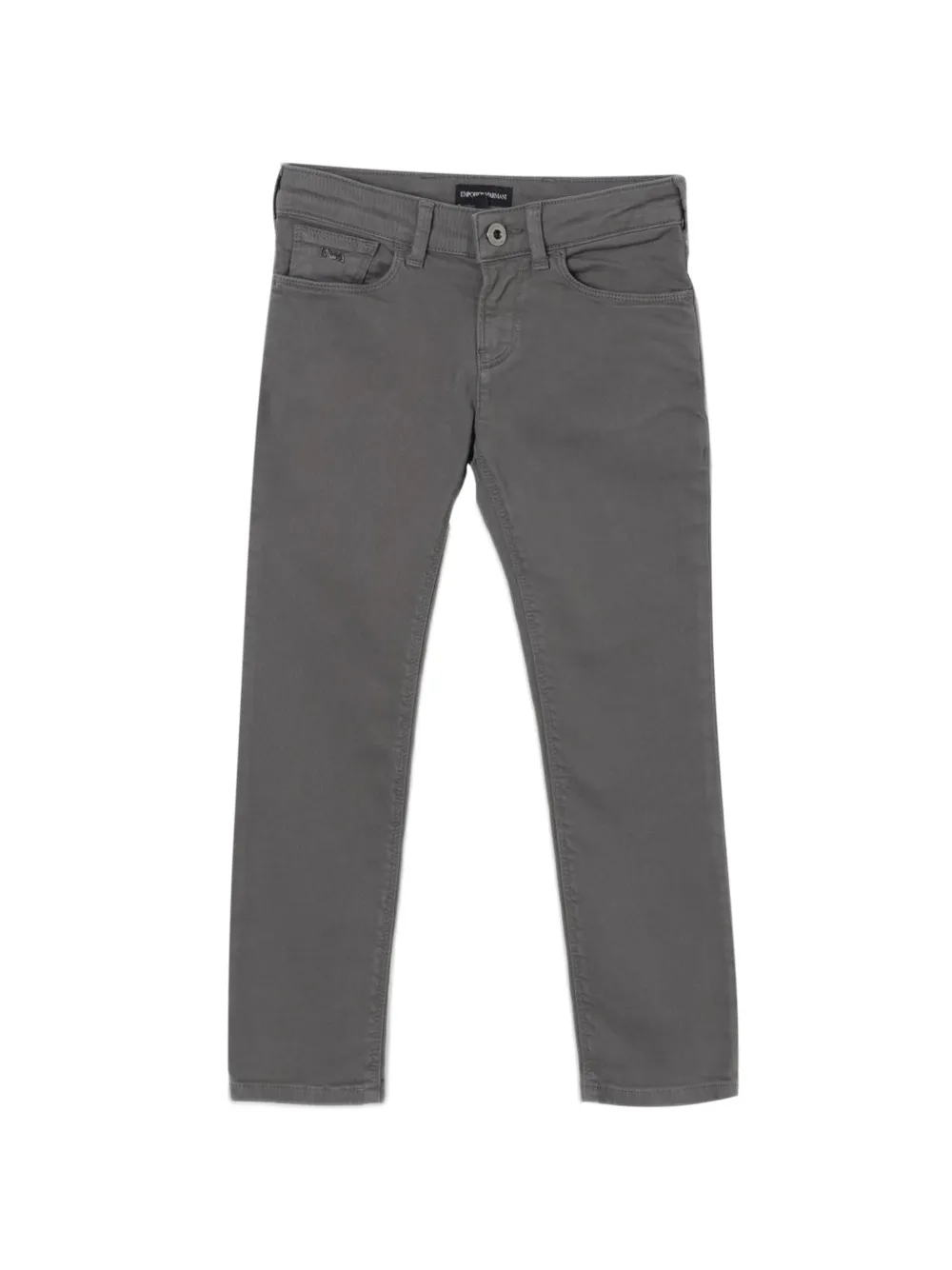 Emporio Armani Kids logo-plaque five-pocket jeans - Grigio