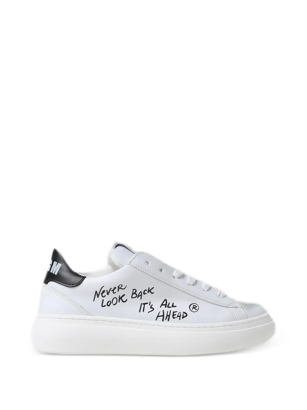 MSGM Kids slogan-print leather sneakers - Bianco
