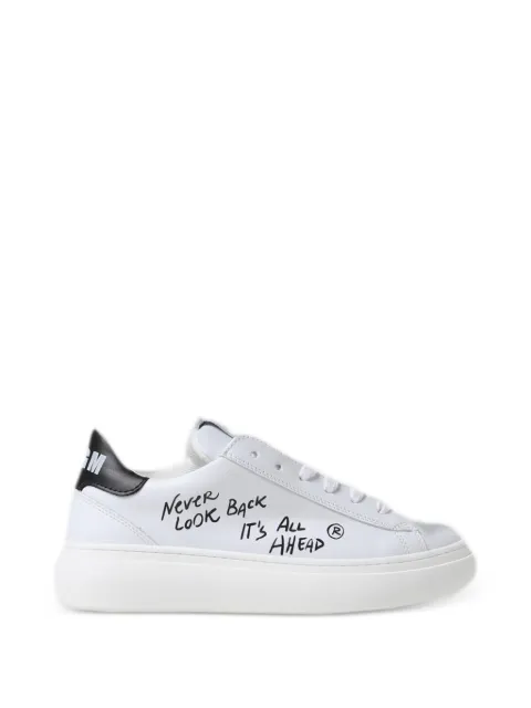 MSGM Kids slogan-print leather sneakers