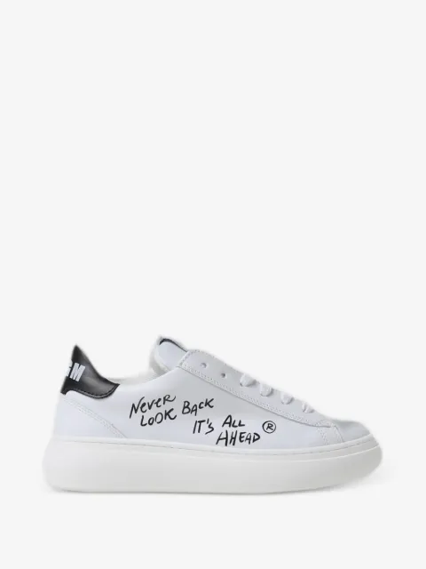 MSGM Kids slogan-print leather sneakers