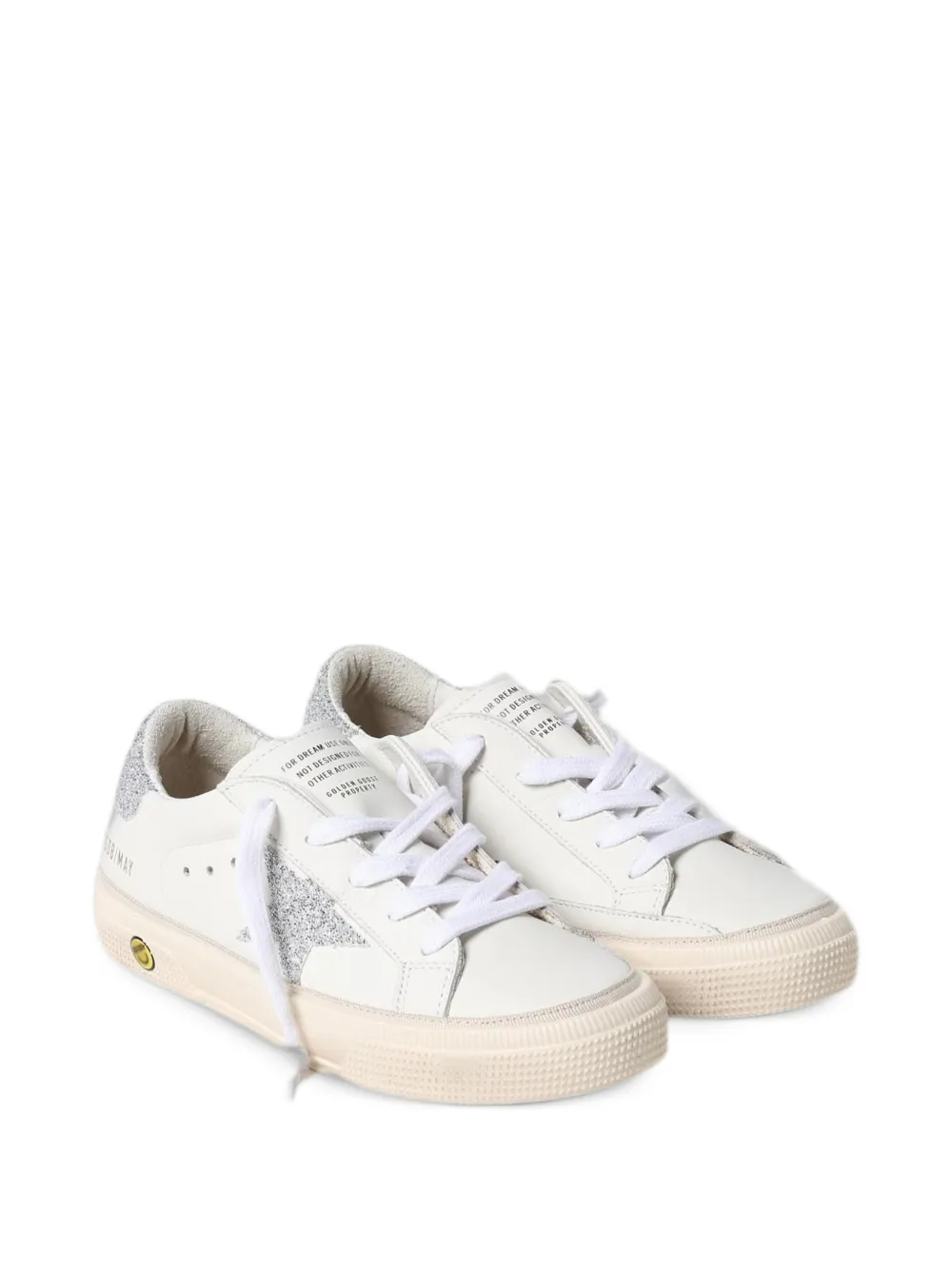 Golden Goose Kids May glitter-patch sneakers Wit
