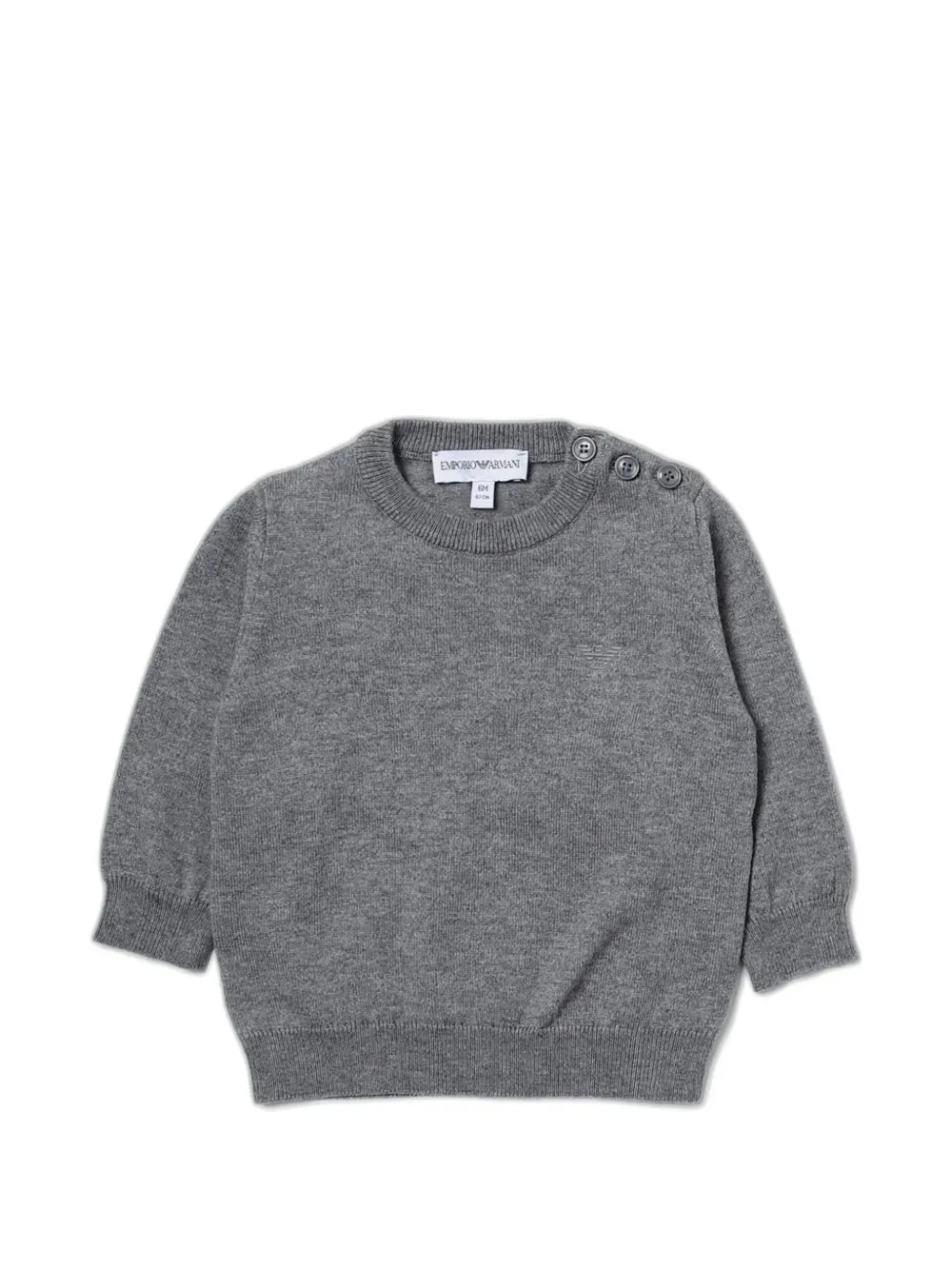 Emporio Armani Kids logo-embroidered button-detail sweater - Grigio