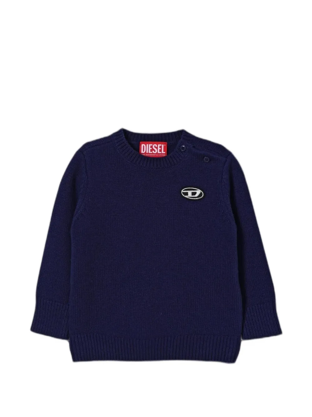 Diesel Kids logo-patch button-shoulder sweater - Blau