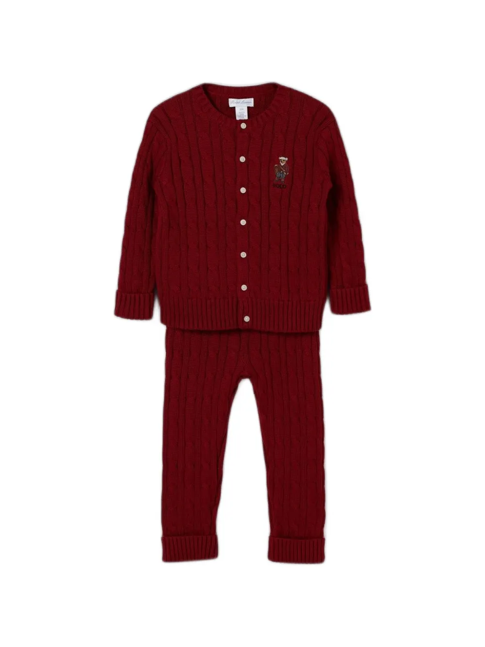 POLO RALPH LAUREN KIDS Polo Bear cable-knit trouser set - Rosso